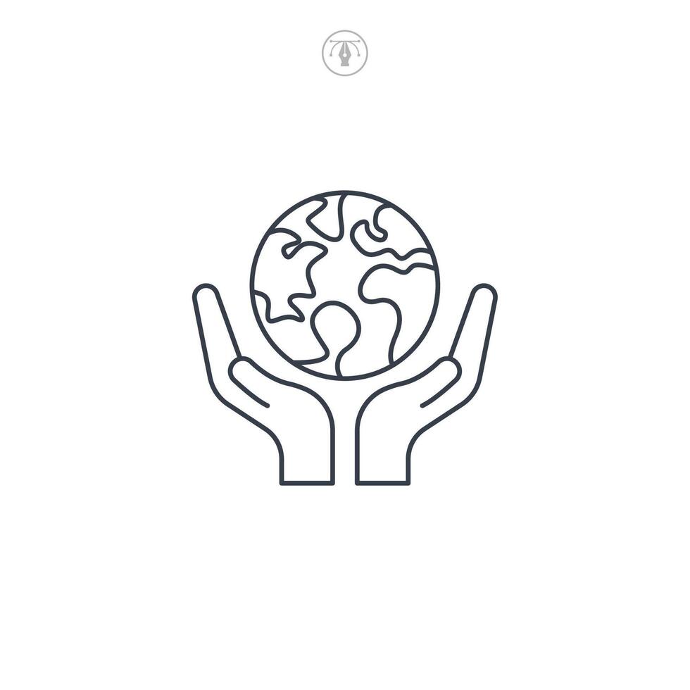 Earth in Hand icon symbol logo illustration isolated on white background vector