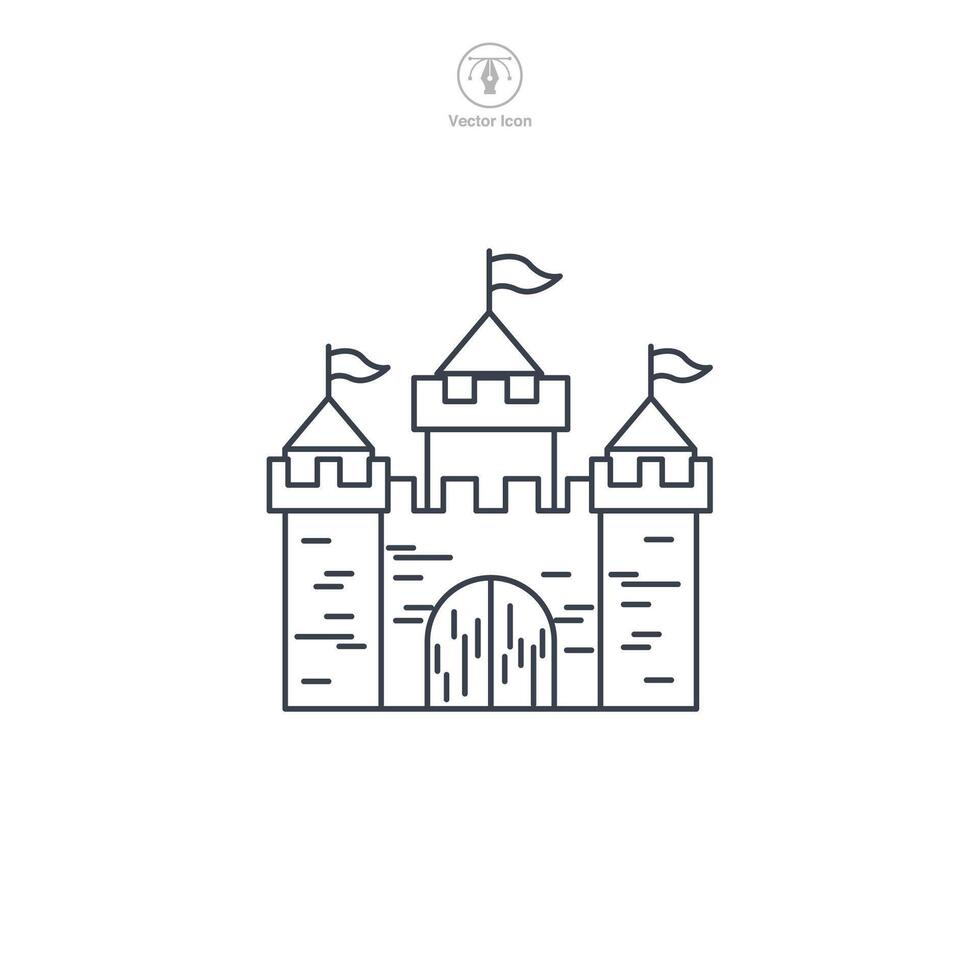 Castle building icon symbol illustration isolated on white background vector