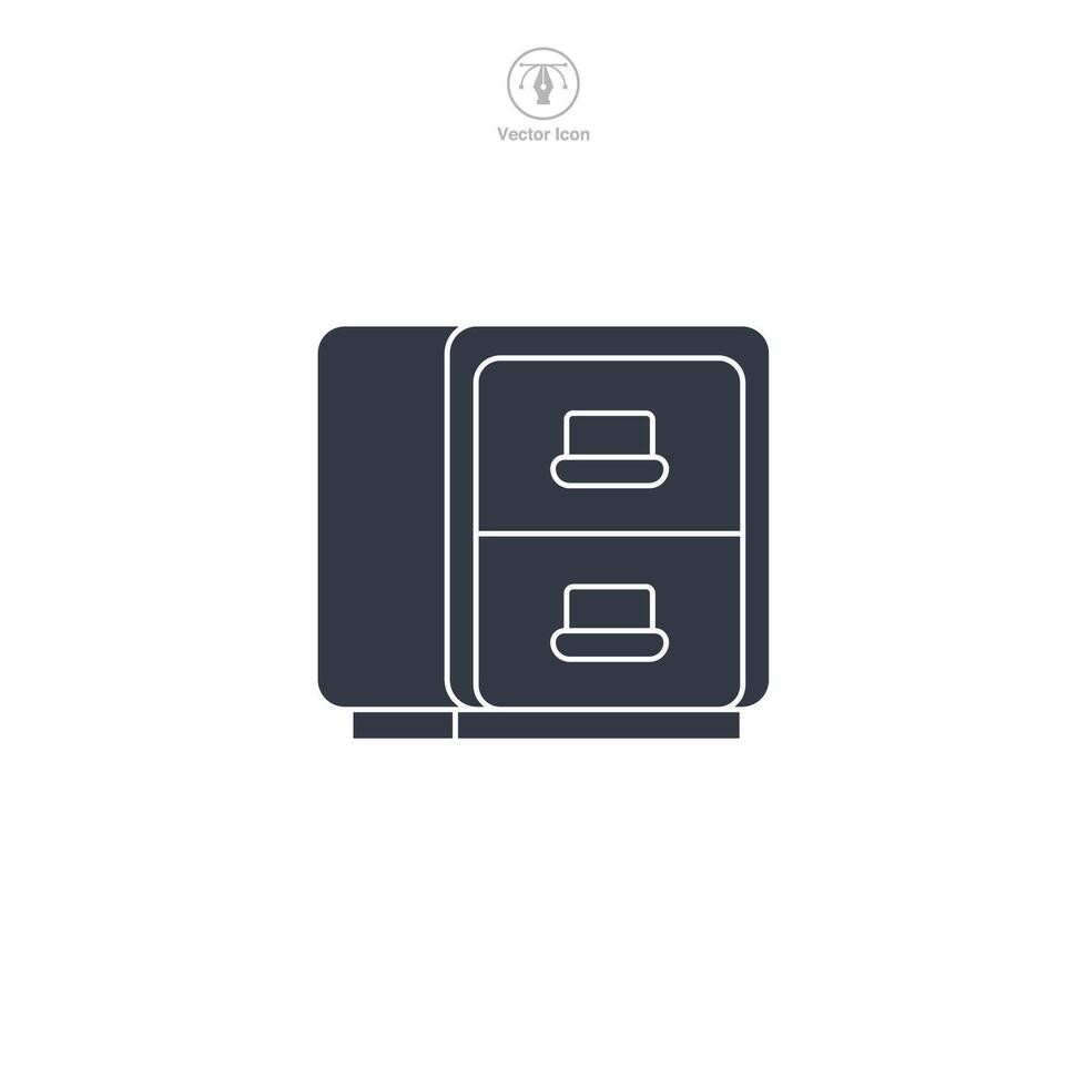 Filing cabinet icon symbol illustration isolated on white background vector