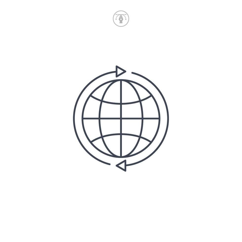 Globe with Arrow icon symbol illustration isolated on white background vector