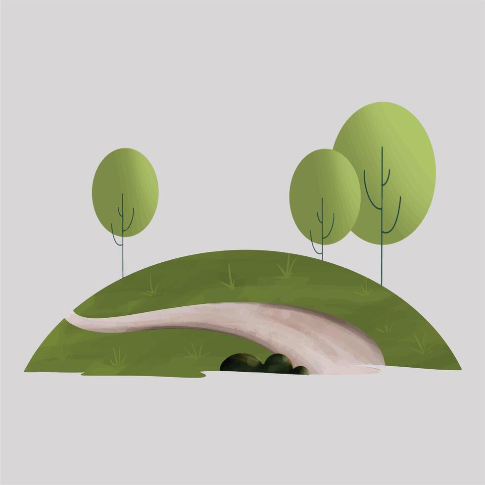 Hill and trees Nature vector