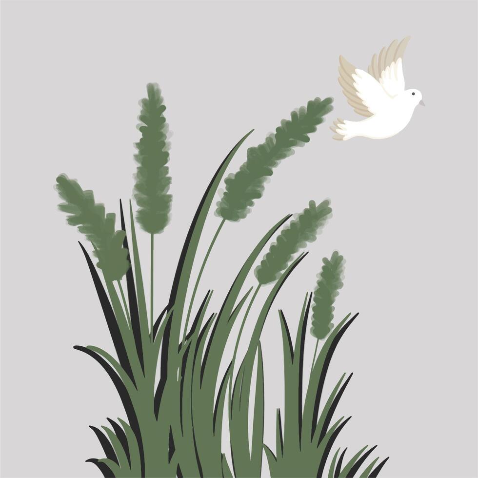 Bushes and dove vector
