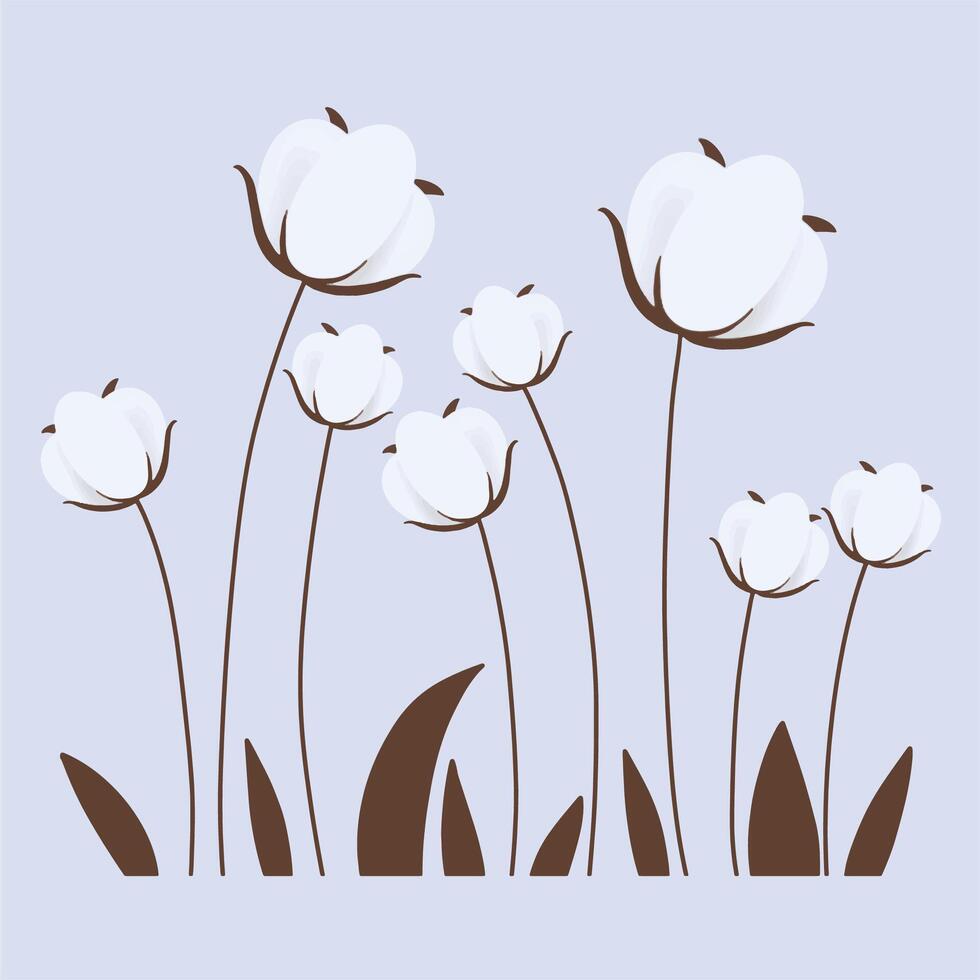 Cotton flowers background vector