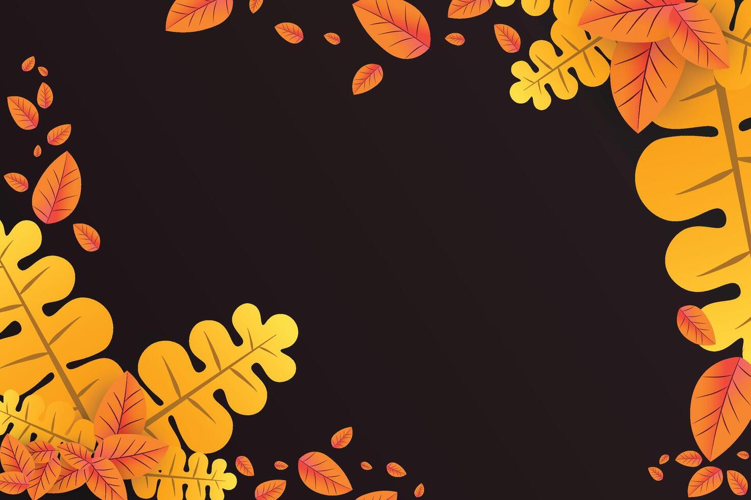 Autumn background with leaves golden yellow with square frames, and free space ,fall concept,For wallpaper, postcards, greeting cards, website pages, banners, online sales. illustration vector