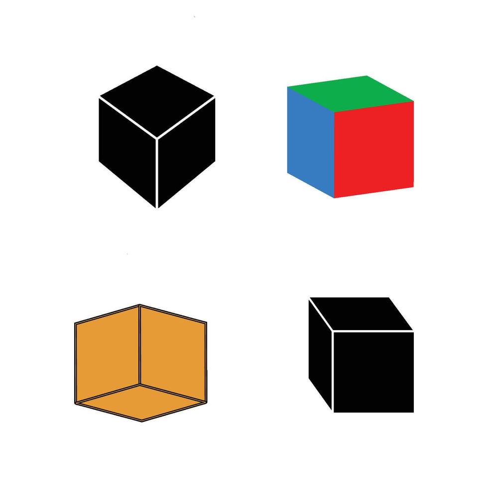 cube box icon simple vector