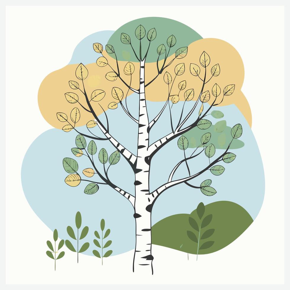 Majestic Aspen Tree Illustration vector