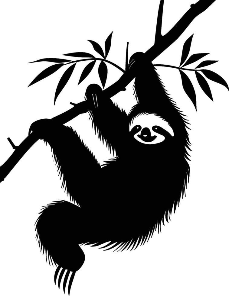 Sloth silhouette, sloth art silhouette logo icon. vector