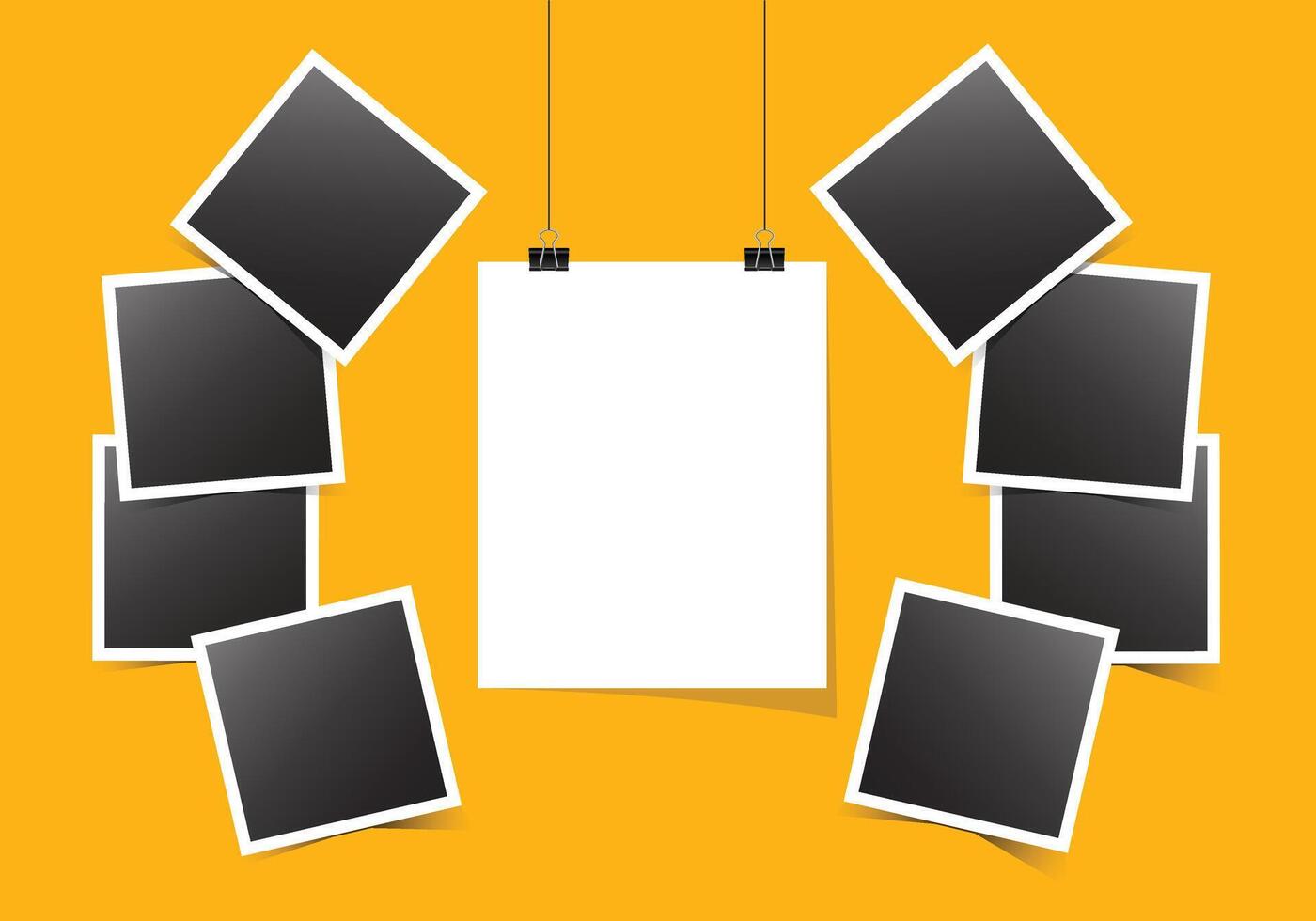 Collage photo frames set with text space vector