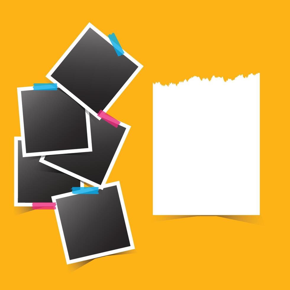 Collage photo frames set with text space vector