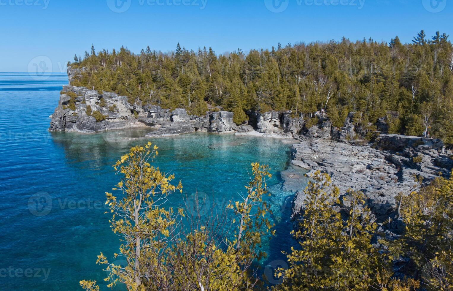 Top View of Georgian Bay Beach in Bruce Peninsula National Park in Ontario, Canada photo