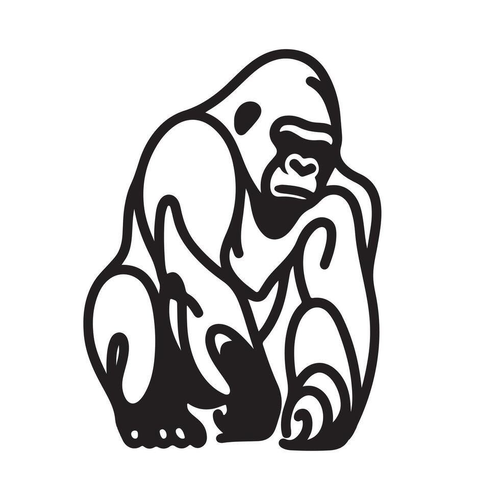 a single outline black gorila sillhouette vector