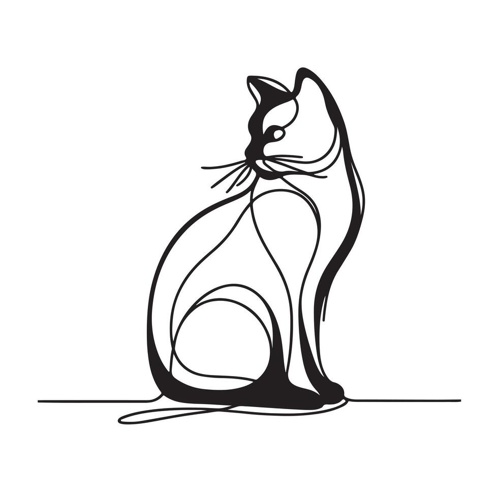 a black cat silhouette single line vector