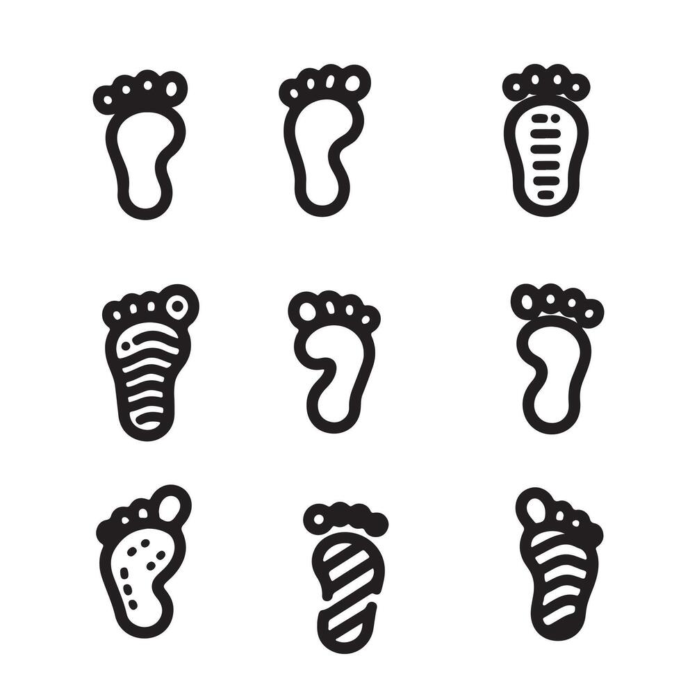 Footprint outline icon set image with white background vector