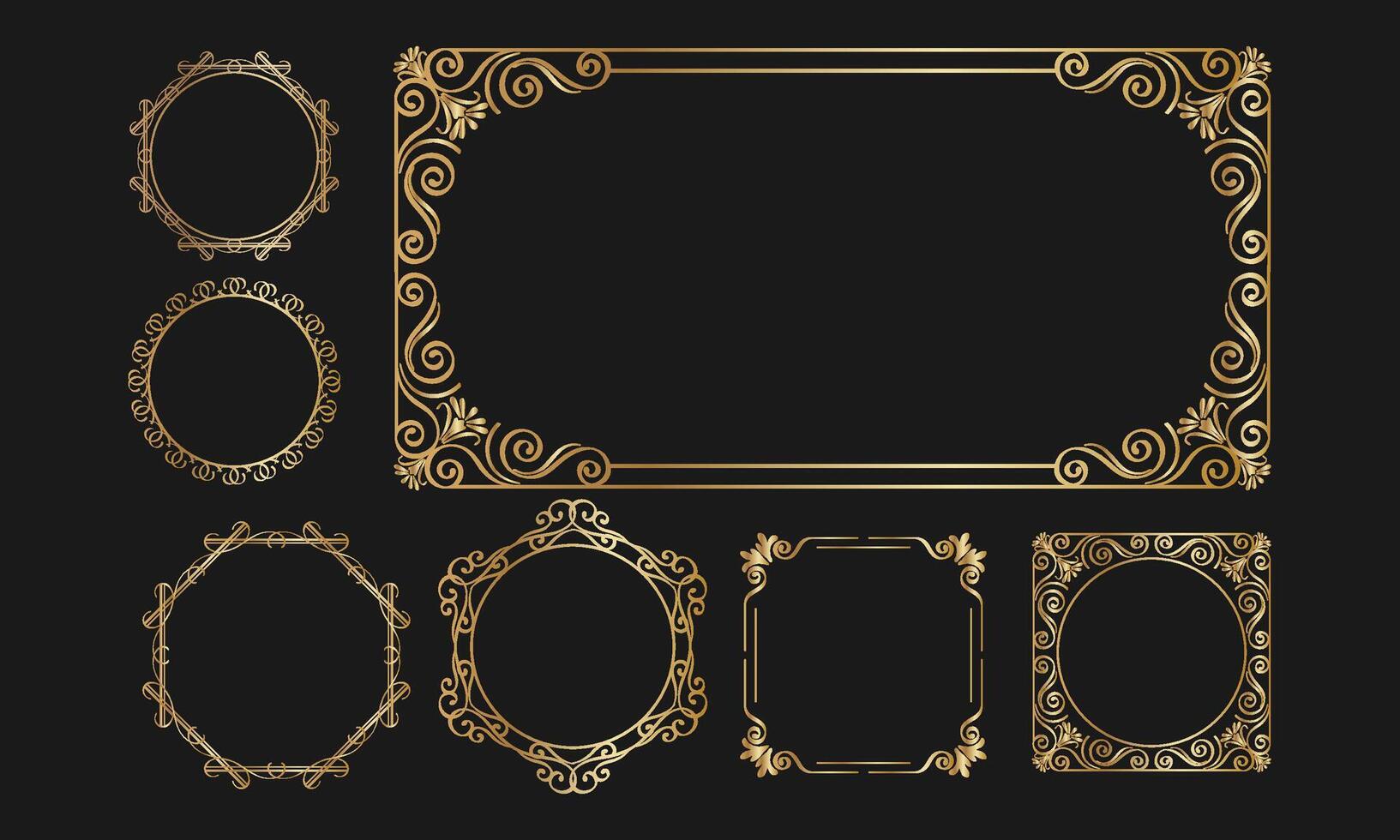 Exquisite Gold Decorative Frame Set for Luxury Invitations and Designs vector