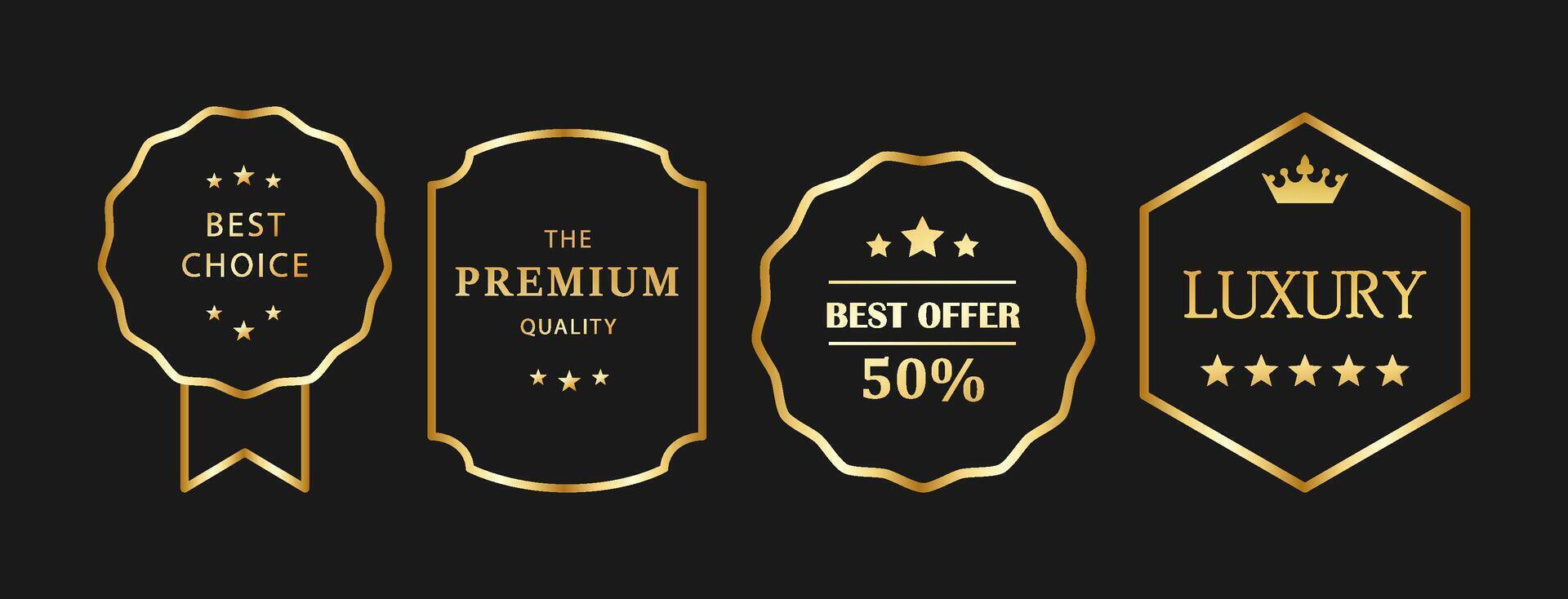 Elegant Gold Premium Offer Badges vector