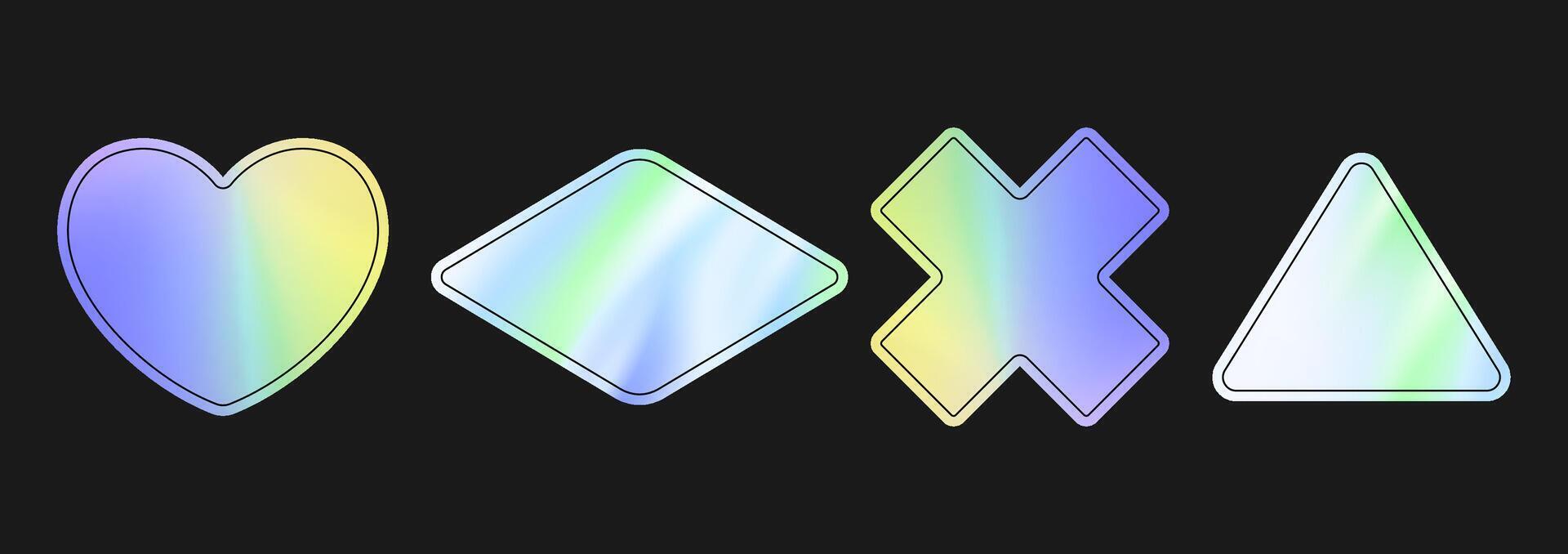 Holographic Geometric Shape Sticker Set vector