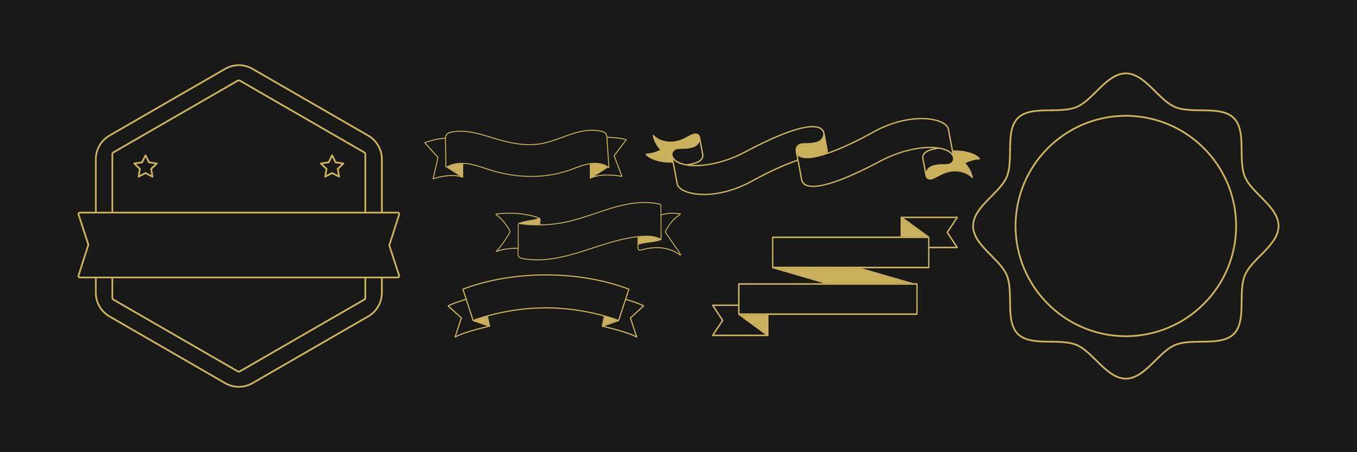 Vintage Gold Ribbon and Badge Collection vector