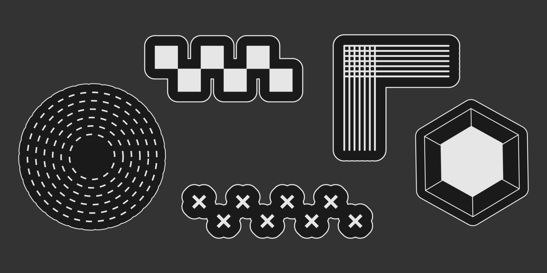 Conceptual Geometric Black White Stickers vector