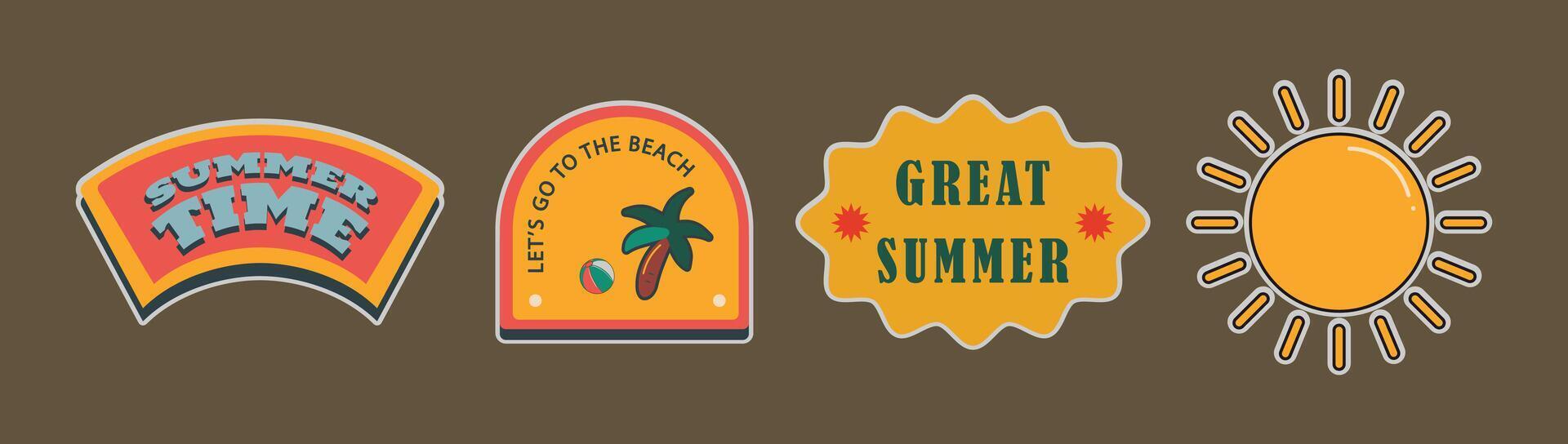 Retro Summer Vibes Sticker Collection vector