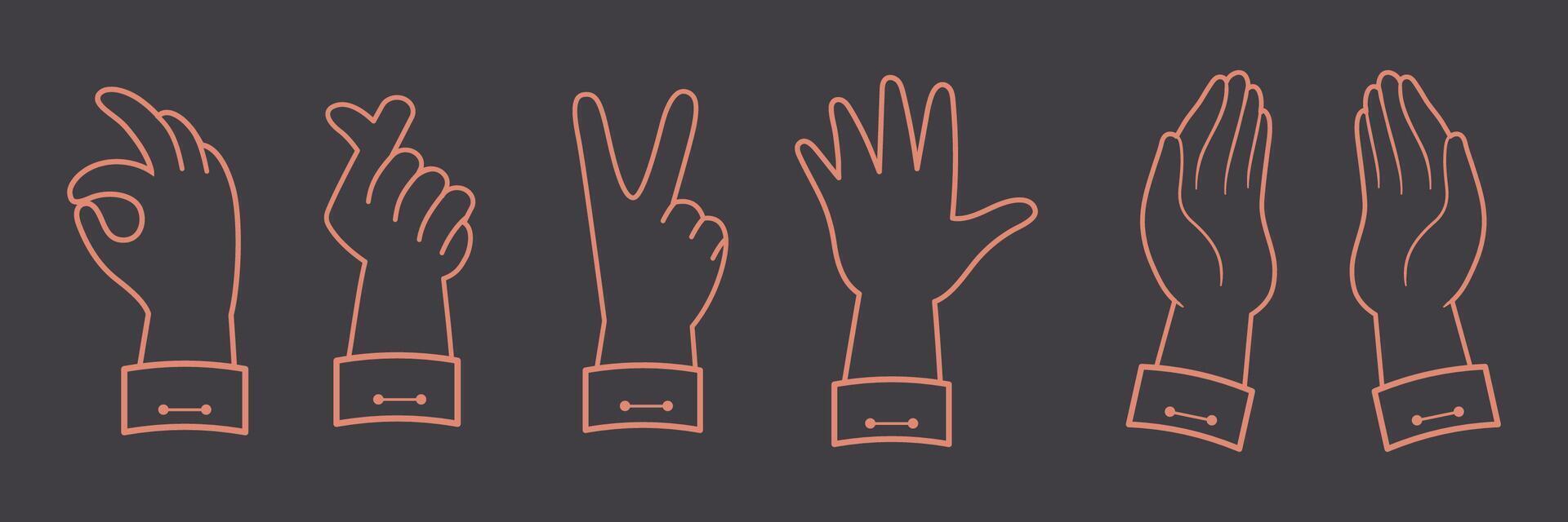 Line Art Hand Gestures vector