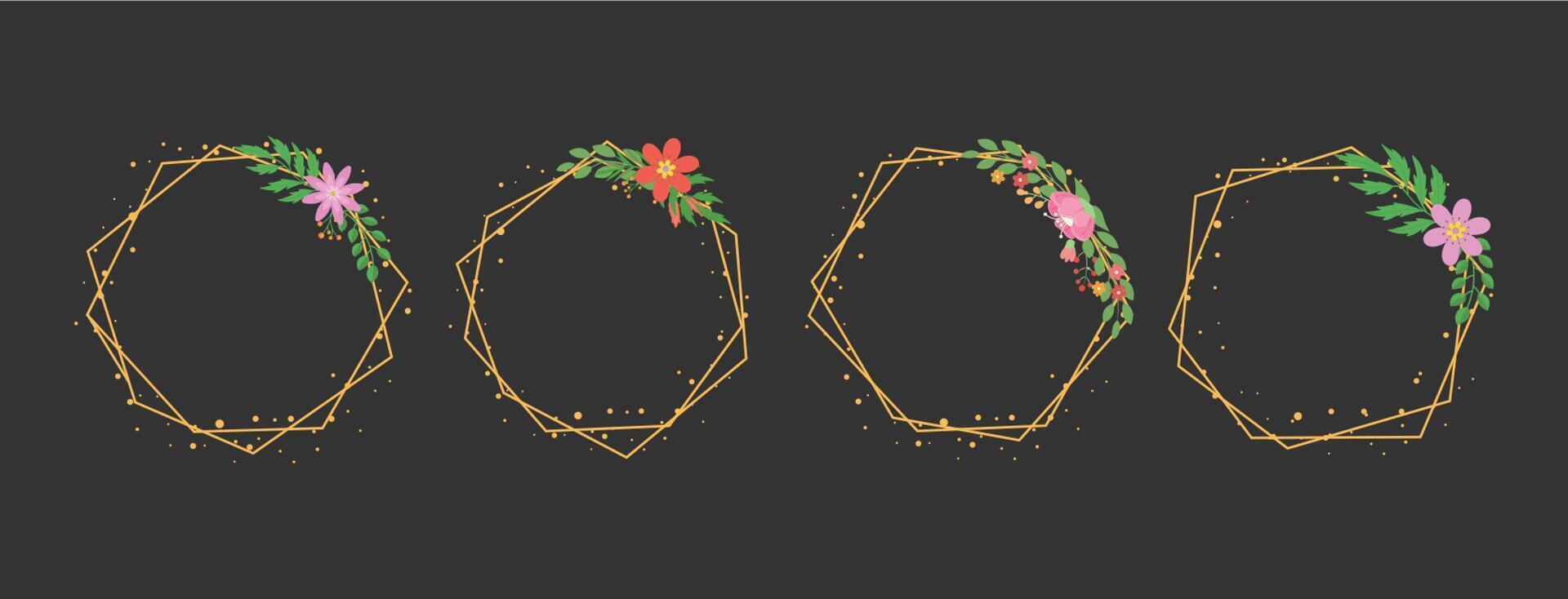 Geometric Wreath Floral Frame vector