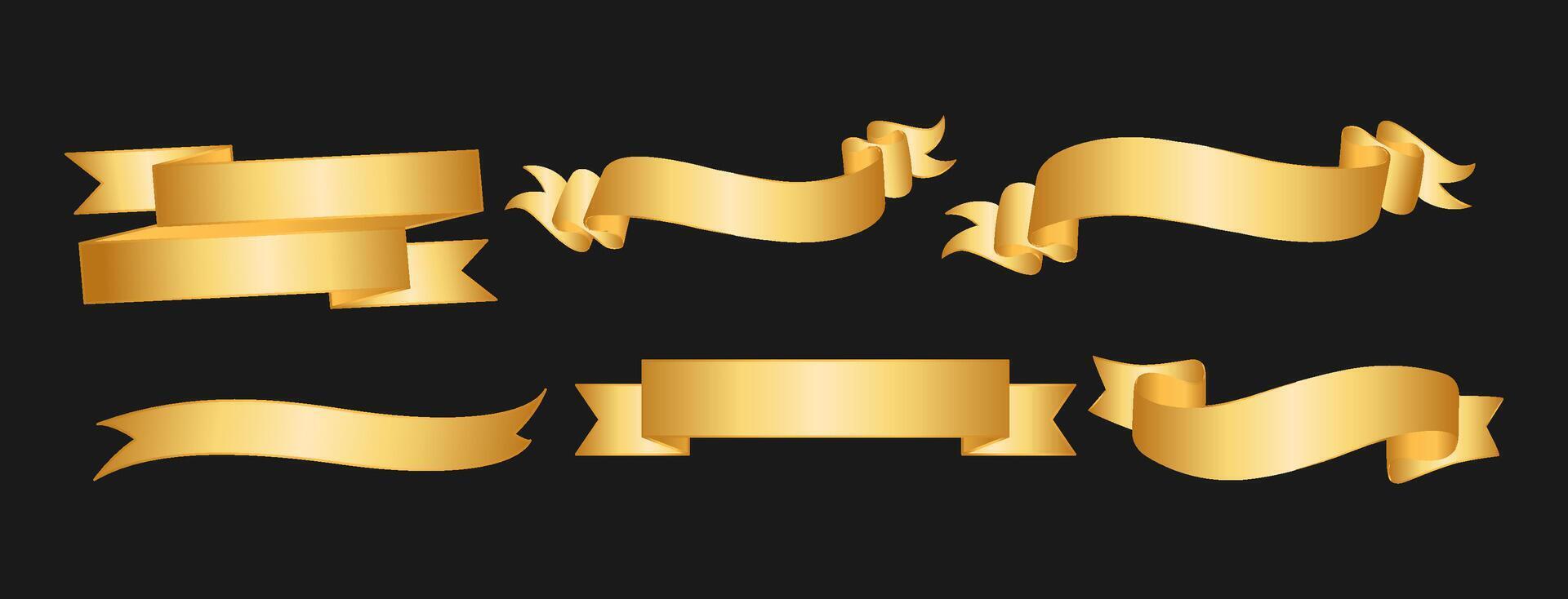 Luxurious Golden Ribbon Banner Set vector