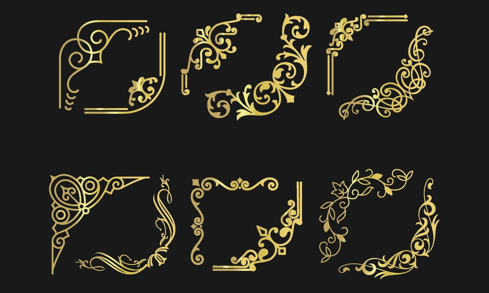 Elegant Gold Ornamental Frame Corners vector