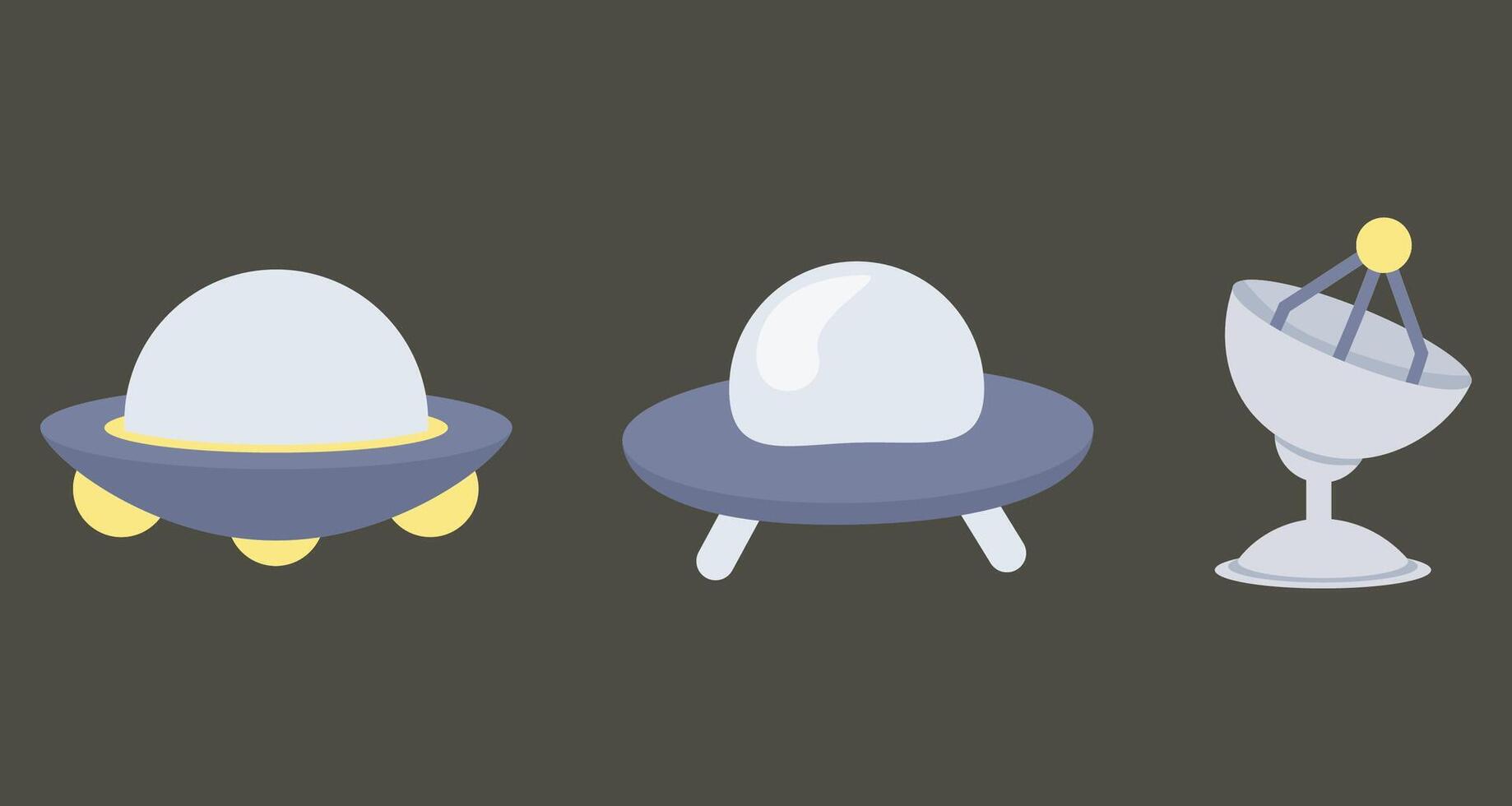 Cartoon UFO and Satellite Illustration vector