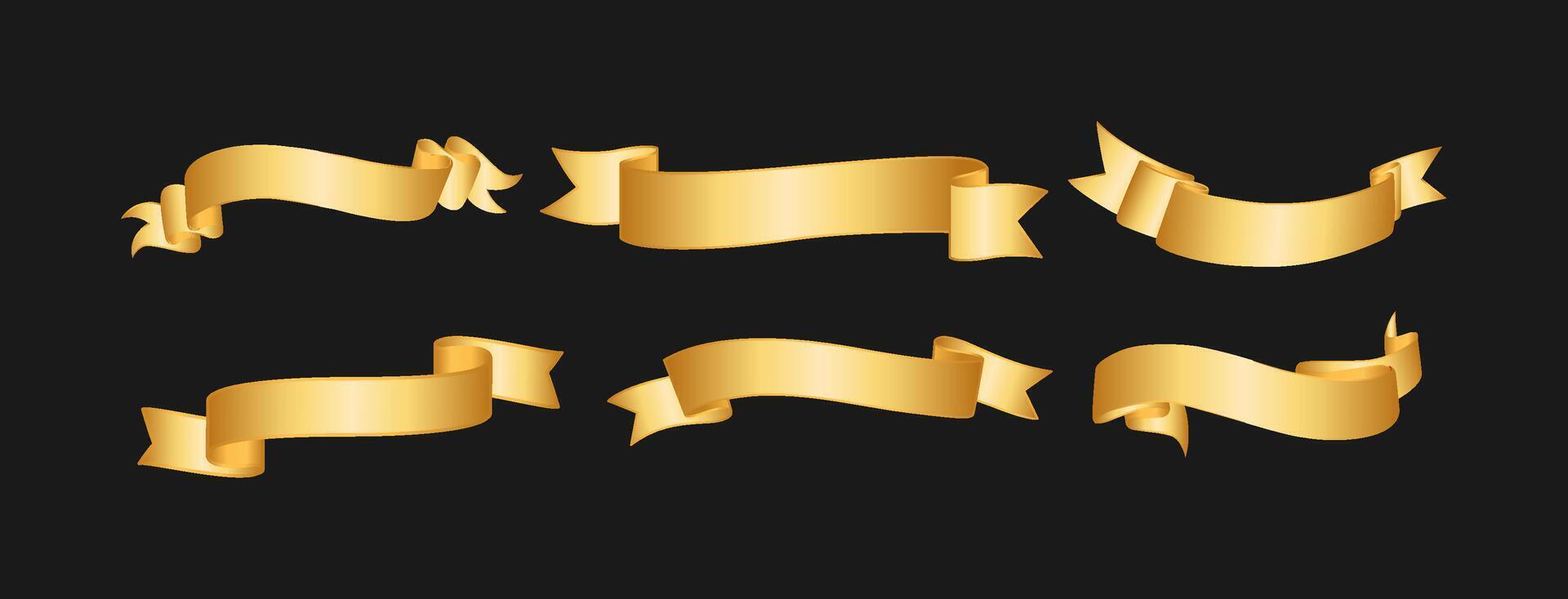 Elegant Golden Ribbon Banner Set vector