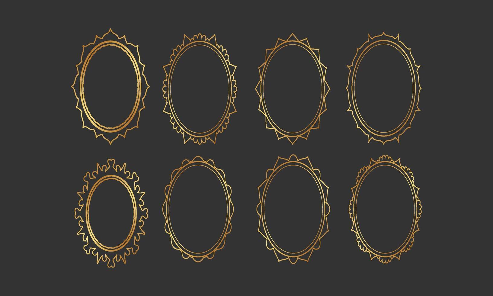 Stylish Gold Oval Frame Collection vector