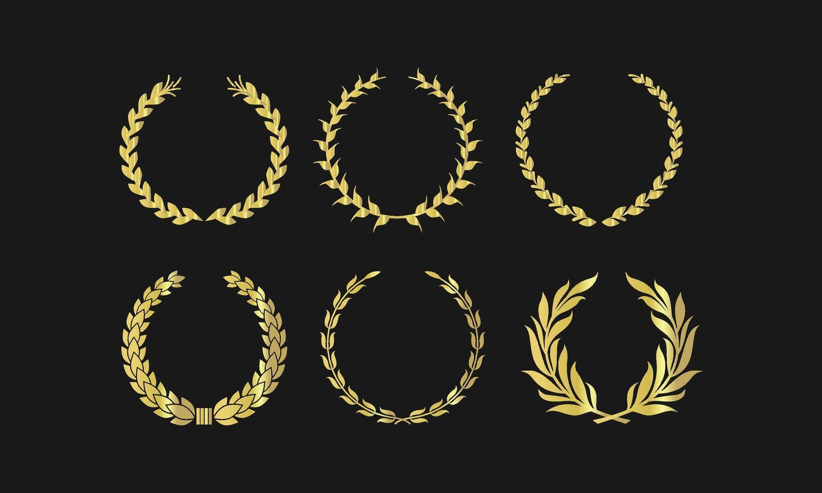 Gold Laurel Wreath Collection for Elegant Award vector