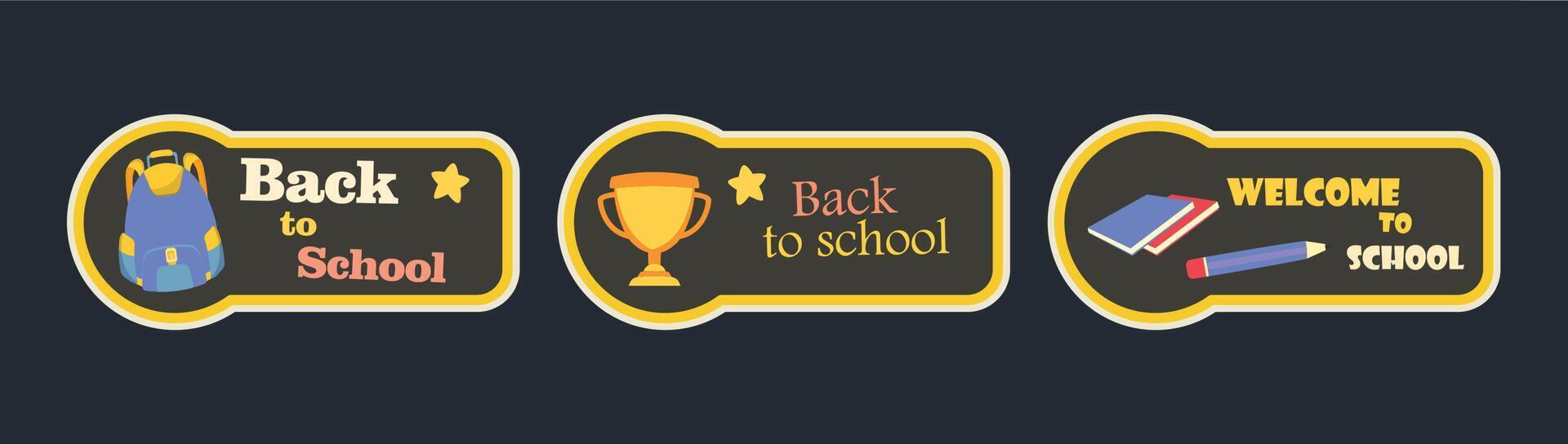 Retro Back to School Stickers Collection vector