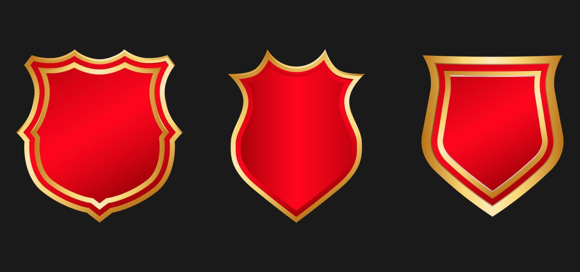 Red Gold Shield Badge Collection vector