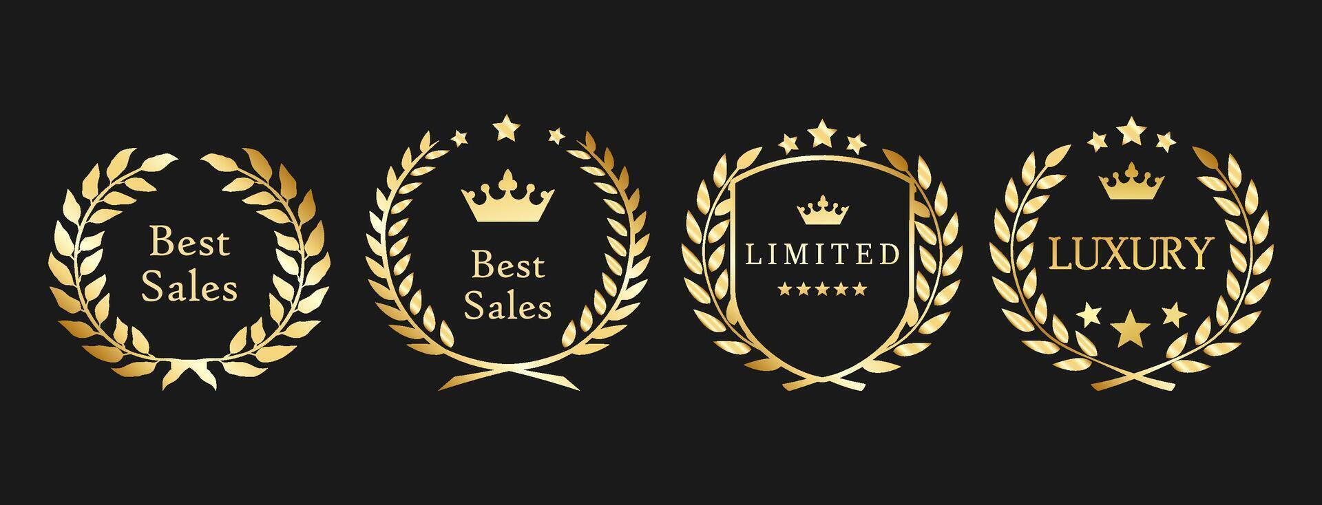Luxury Golden Laurel Sales Badges vector