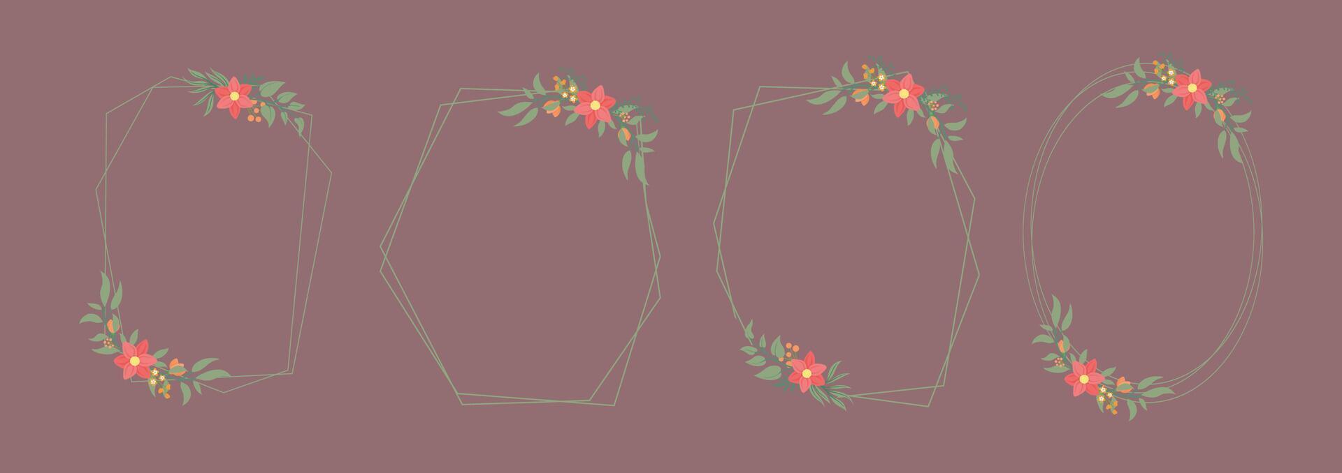 Floral Geometric Frame Collection vector