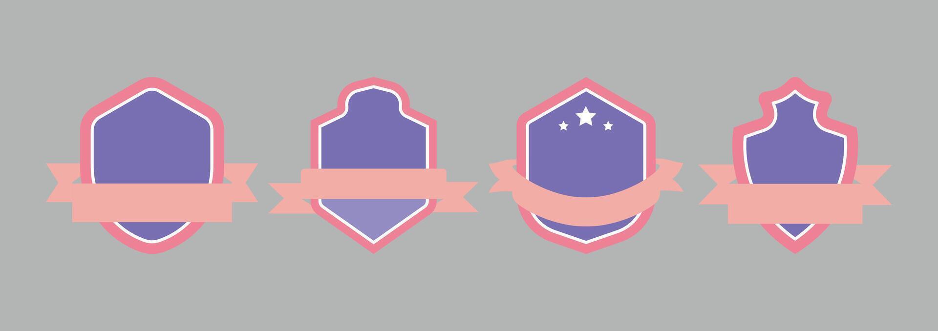 Vintage Ribbon Shield Badge Set vector