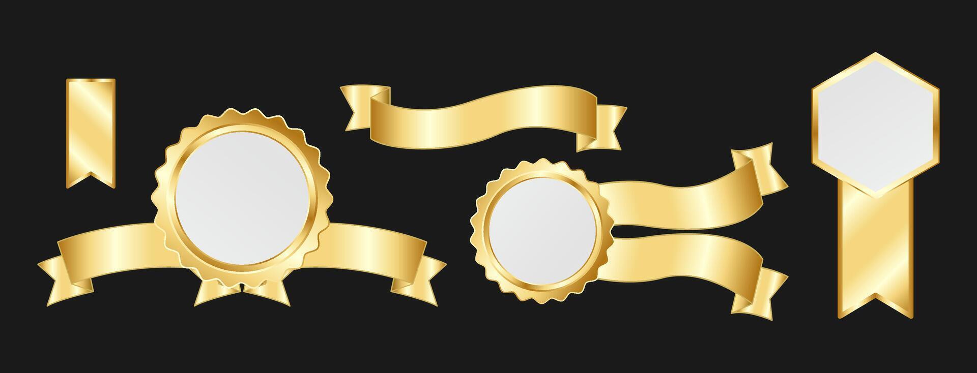 Golden Label and Ribbon Collection vector