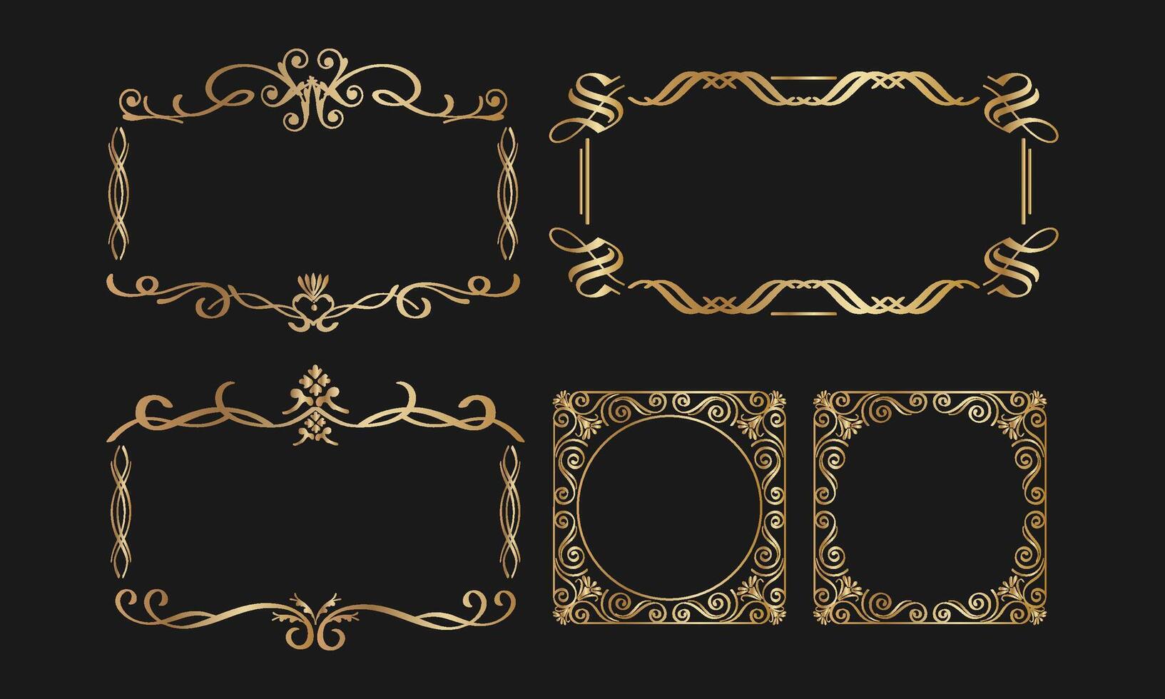 Luxurious Gold Decorative Frame Set for Elegant Invitations and Design Projects vector