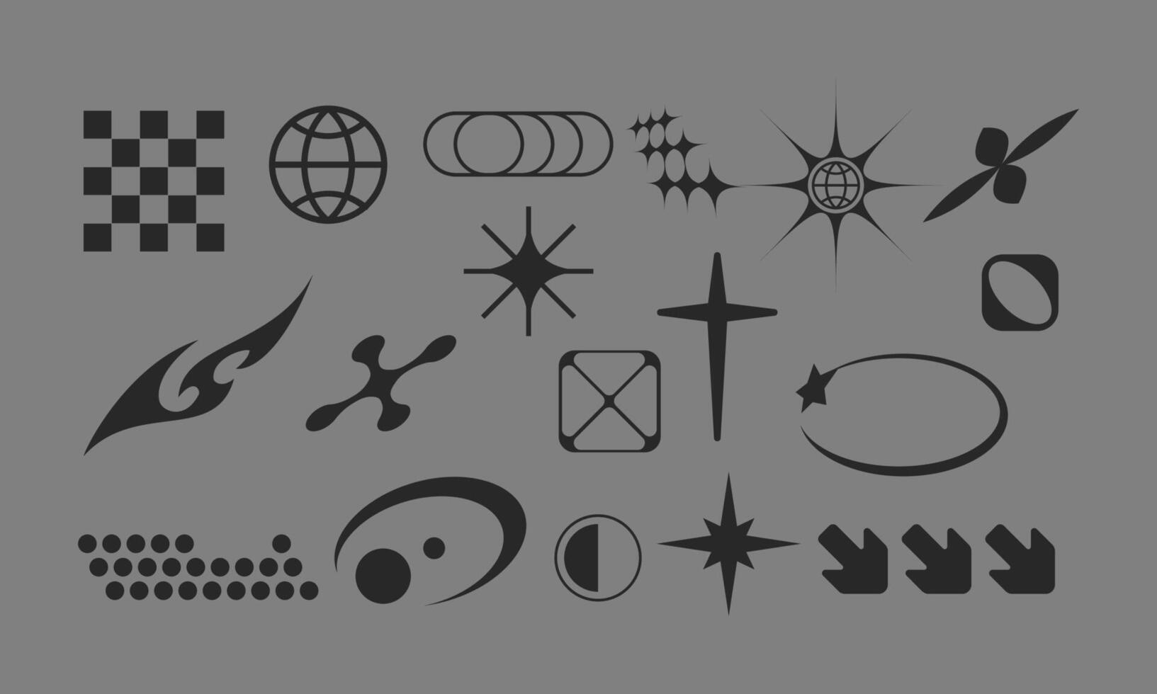 Abstract Geometric Symbol Set for Futuristic and Tech-Inspired Designs vector