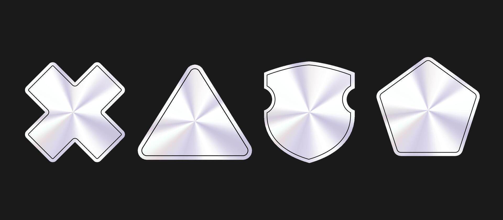 Geometric Metallic Holographic Sticker Set vector