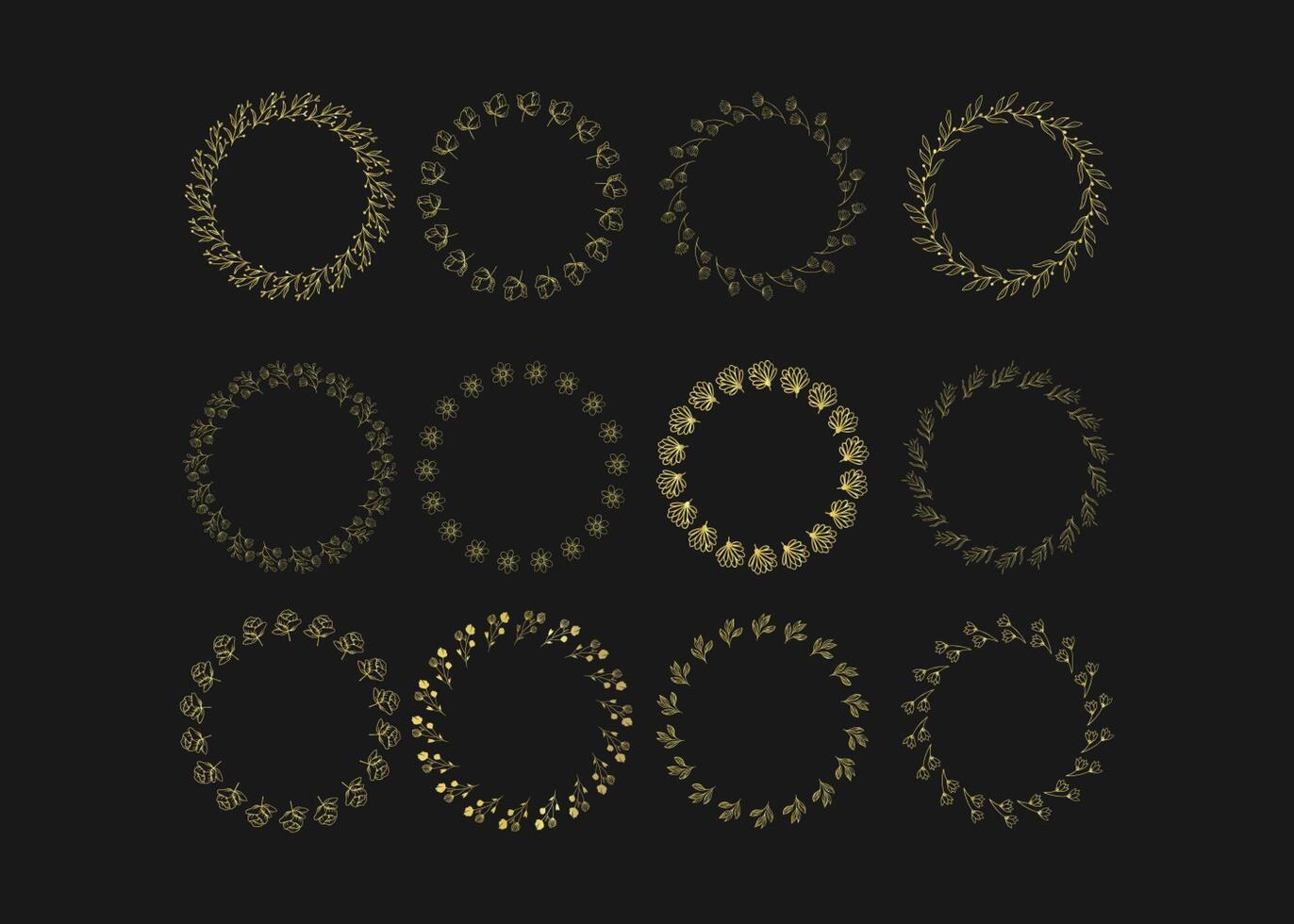 Design Gold Floral Wreath Frame Collection vector