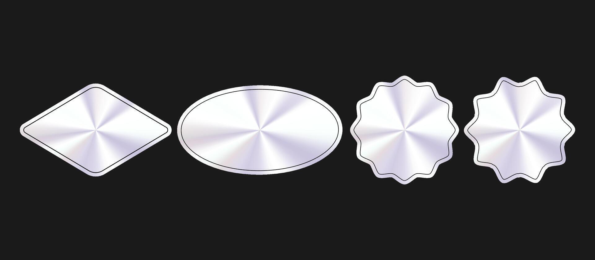 Glossy Metallic Holographic Sticker Collection vector