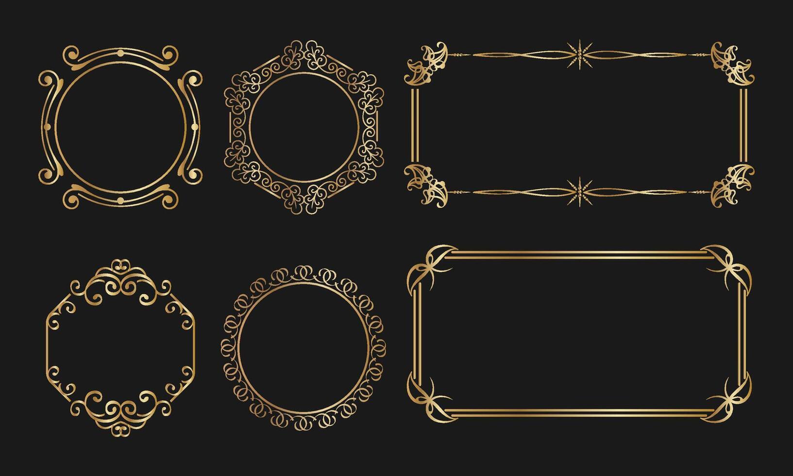 Ornate Gold Frame Collection for Luxurious Invitations and Decorative Design vector