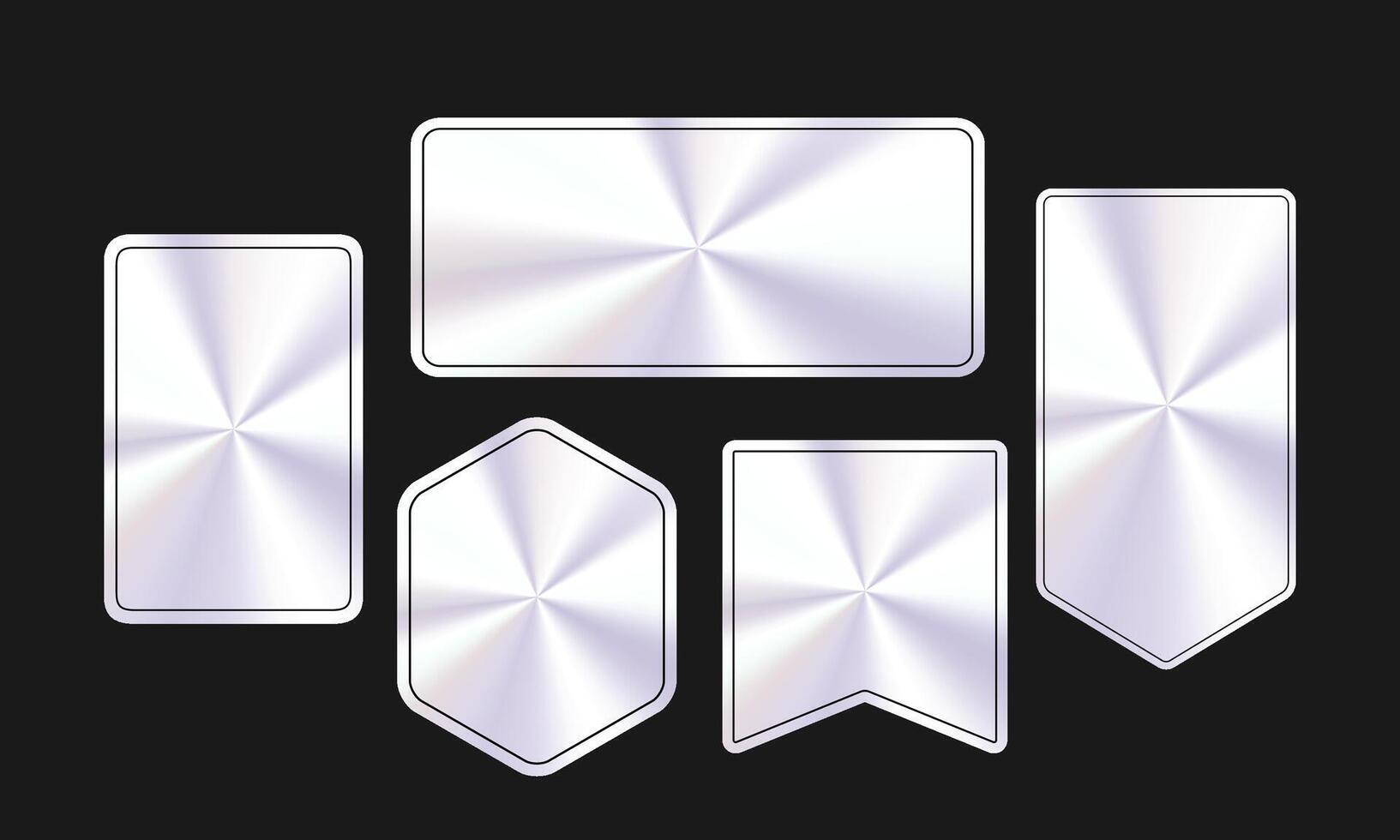 Metallic Holographic Sticker Shapes Set vector