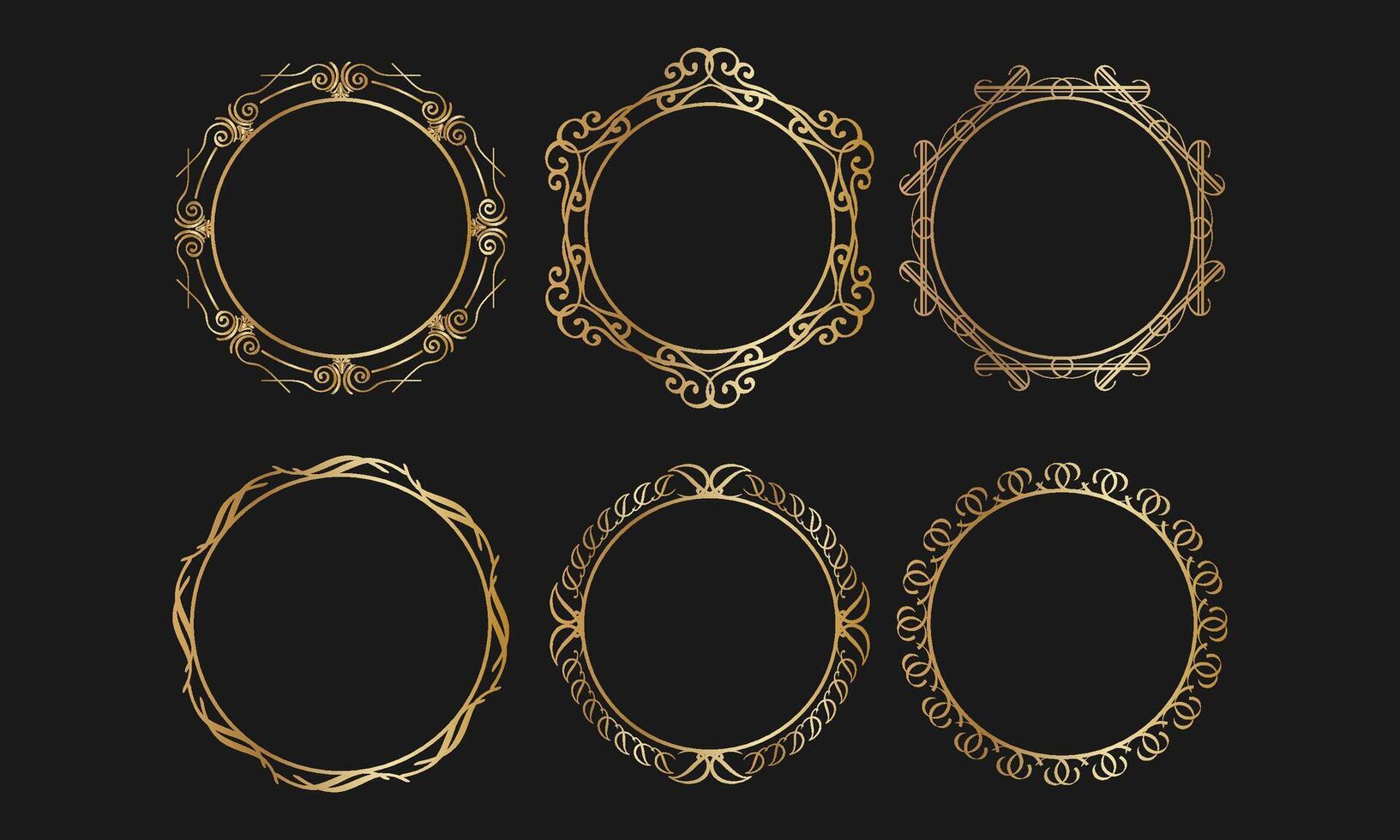 Elegant Gold Circular Decorative Frame Set for Luxury Design Projects vector
