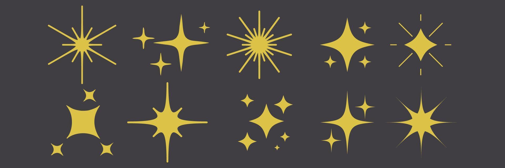 Radiant Yellow Sparkle Star Collection vector