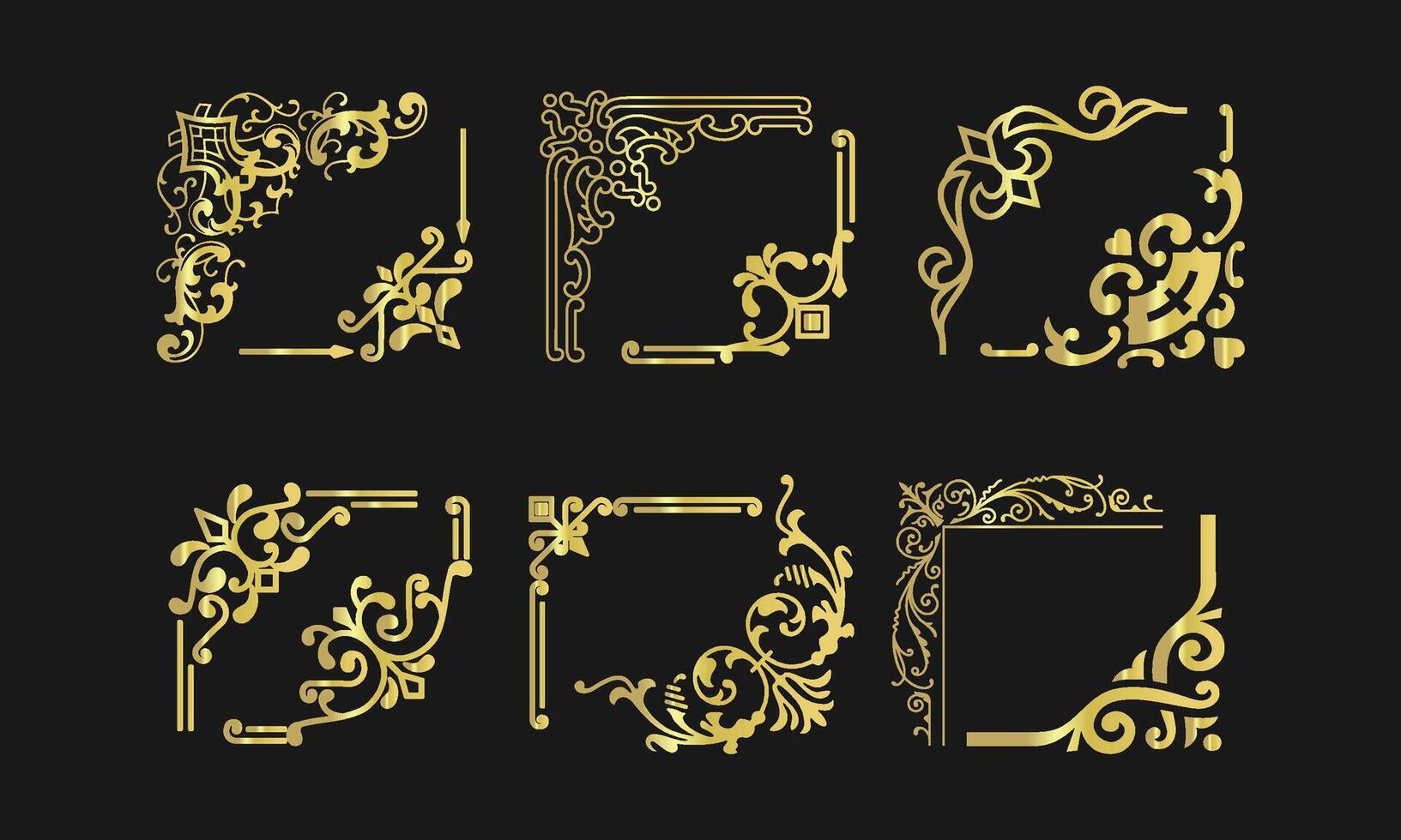 Vintage Gold Ornamental Frame Corners vector