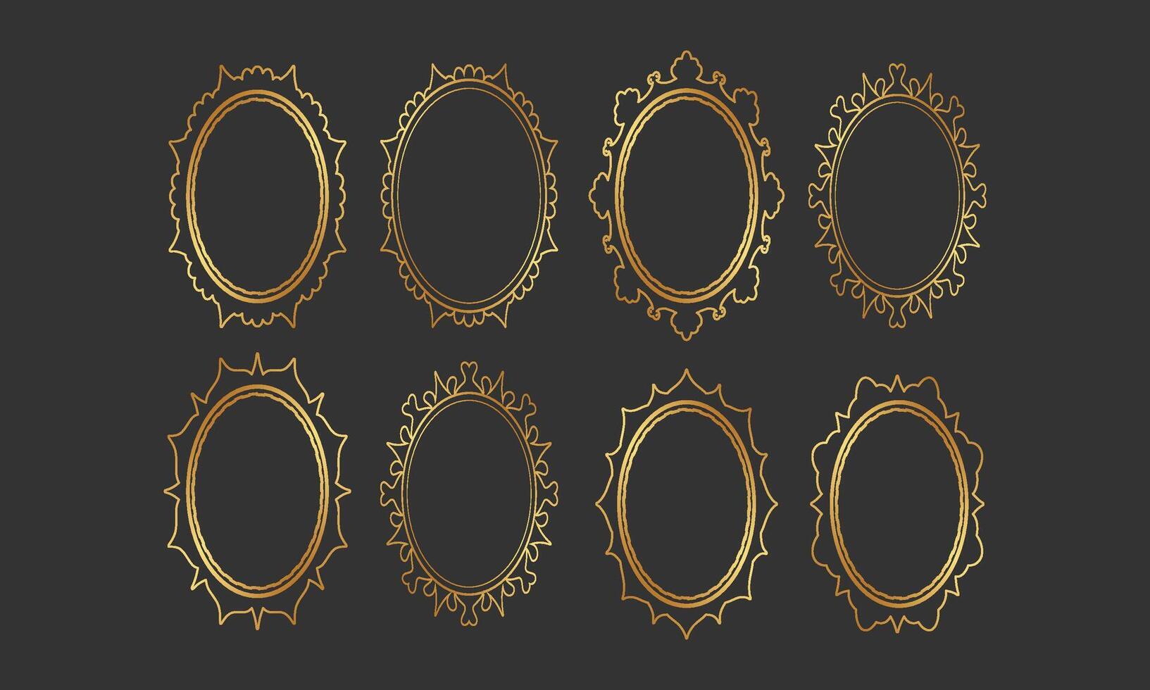 Artwork Decorative Oval Frame Collection vector