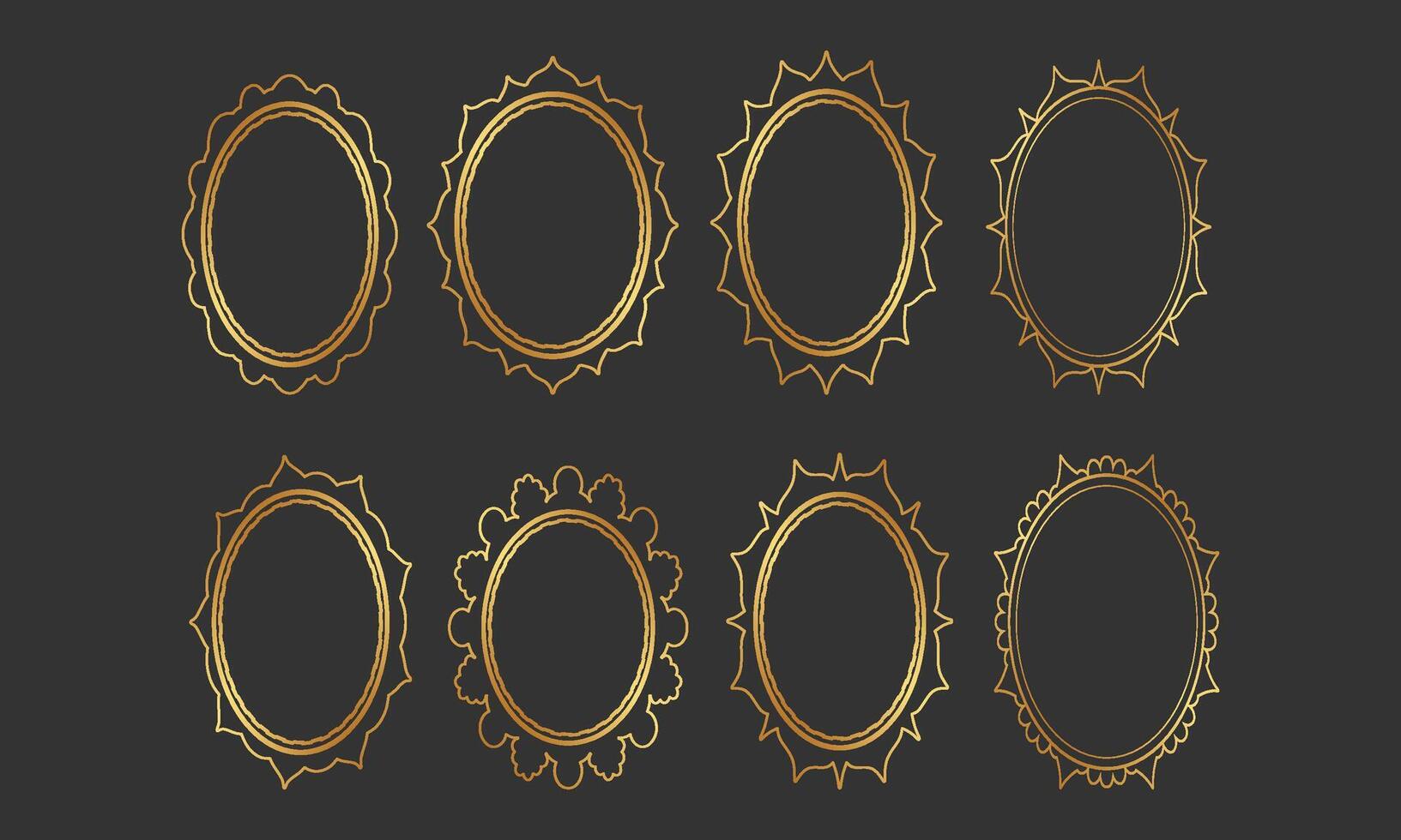 Gold Decorative Oval Frame Collection vector