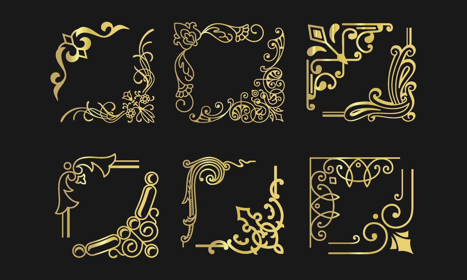Classic Elegant Gold Ornamental Frame Corners vector